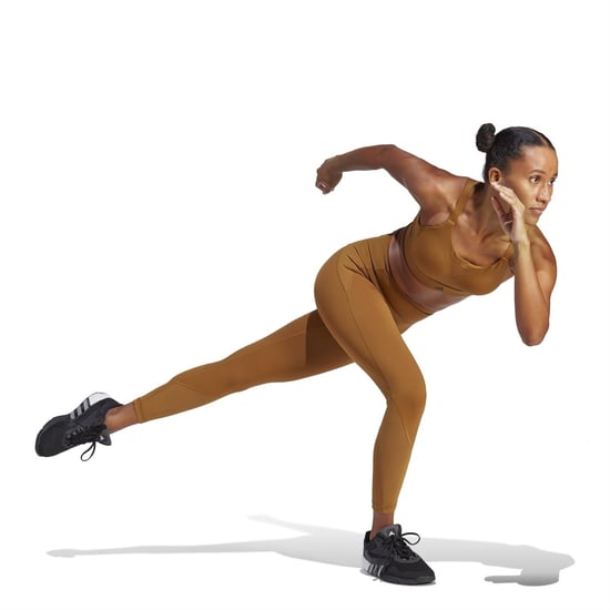 Women's adidas Hiit Scoop Neck Compression Fit Bra in bronze strata - Image 5