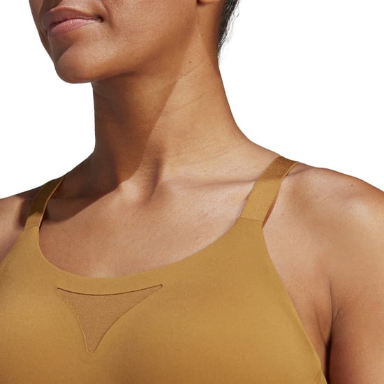 Women's adidas Hiit Scoop Neck Compression Fit Bra in bronze strata - Image 6