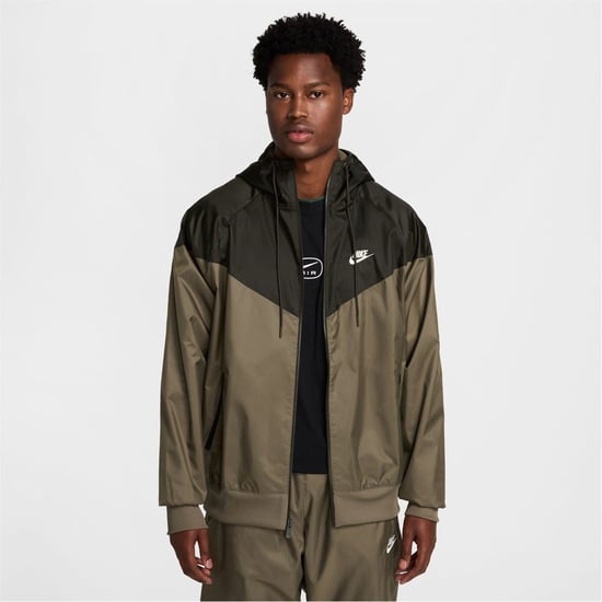 Men's Nike Windrunner Hooded Jacket in Olive/Black - Image 1