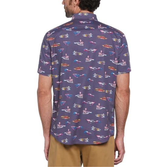 Men's Original Penguin Regular Fit All Over Print Shirt in Blue Indigo - Image 3