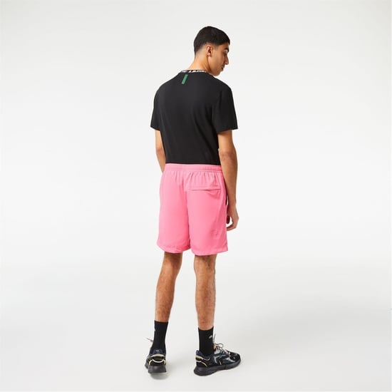 Men's Lacoste Taffeta Casual Shorts in Reseda Pink - Image 3
