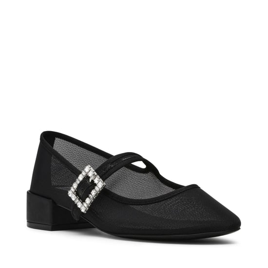 Women's Steve Madden Champaign Block Heel Court Shoes in Black Mesh - Image 2