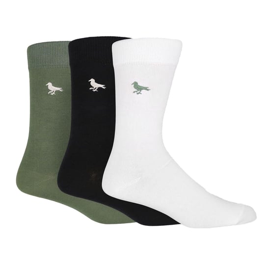 Men's Modern Amusement Robin Silver Lake Crew Socks in White Blk Khaki - Image 1