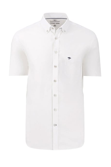 FYNCH-HATTON SHORT SLEEVED OXFORD SHIRT WHITE - Image 1