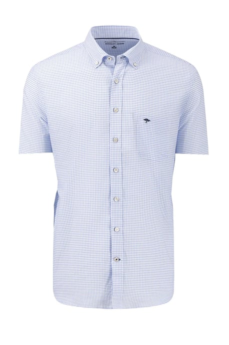 FYNCH-HATTON SHORT SLEEVED OXFORD SHIRT BLUE CHECK - Image 1