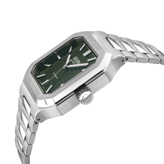 Gevril Men's Grand Concourse Swiss Automatic SA100 Cotes de Geneve and Perlage Finishing, Green Dial, 316L Stainless Steel Watch - Image 3