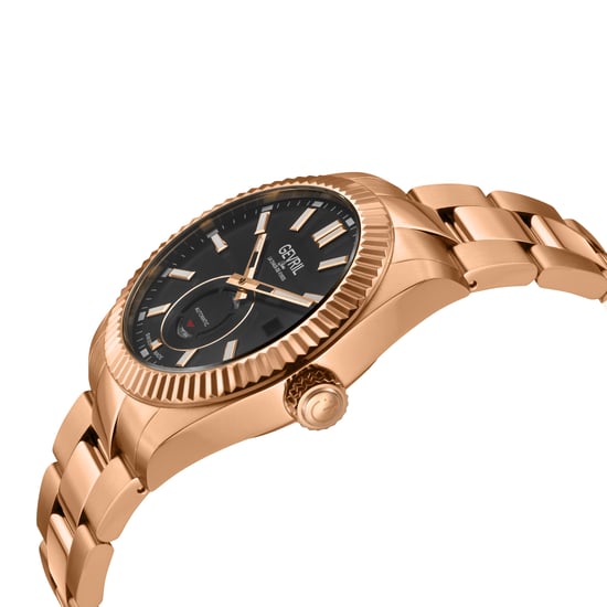 Gevril Men's Swiss Made Automatic ETA 2895 West Village Black Sunray Dial, 316L Stainless Steel IPRG Watch - Image 3