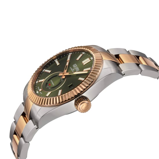 Gevril Men's Automatic West Village 316L Stainless Steel Case,Rose Gold Bezel Blue Sunray Dial, Two toned SS/IPRG Bracelet. - Image 3