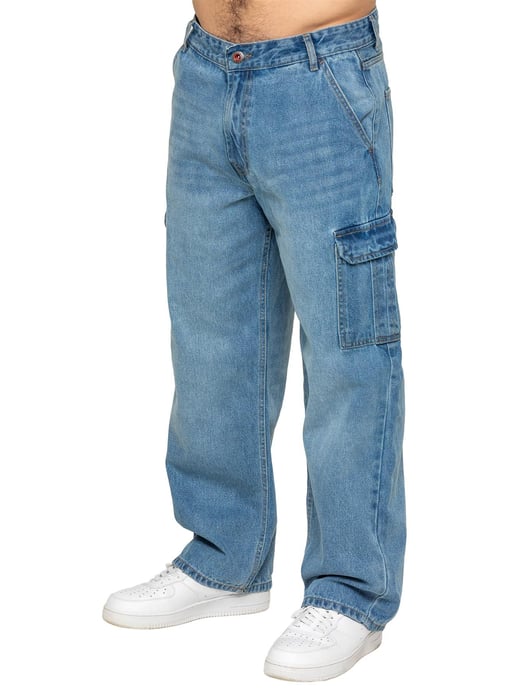 Enzo Milano | Mens Wide-Leg Cargo Jeans - Image 1
