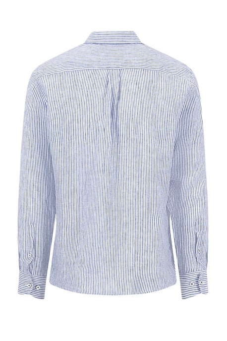 FYNCH-HATTON LONG SLEEVED LINEN SHIRT HARBOUR BLUE STRIPE - Image 2