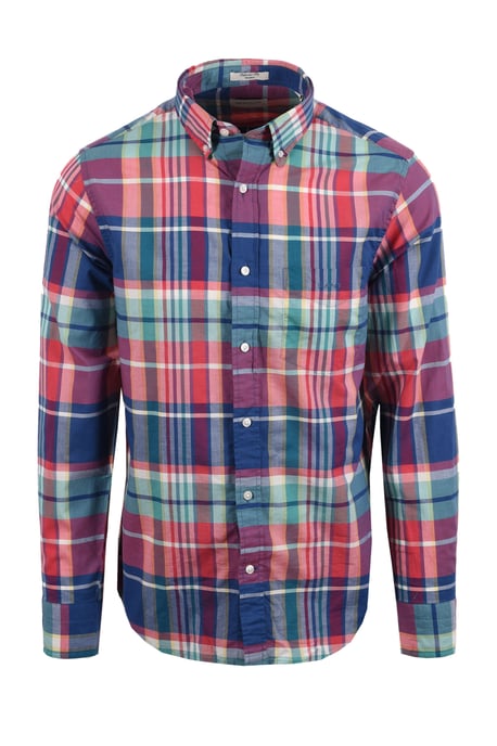 GANT MADRAS CHECK LONG SLEEVED SHIRT ROSE/RED - Image 1