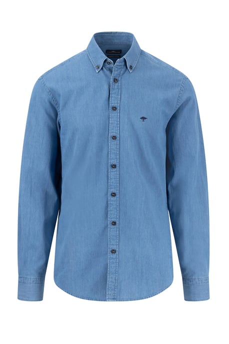 FYNCH-HATTON LONG SLEEVED DENIM SHIRT CRYSTAL BLUE - Image 1