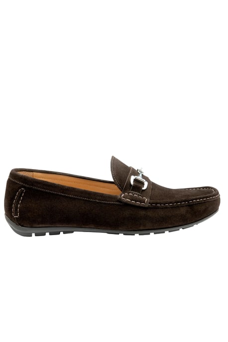 LOAKE HAWTHORN DRIVER SHOE DARK BROWN SUEDE - Image 1