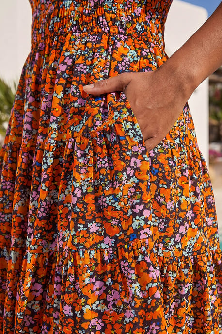 Floral Print Shirred Skort Dress - Image 4