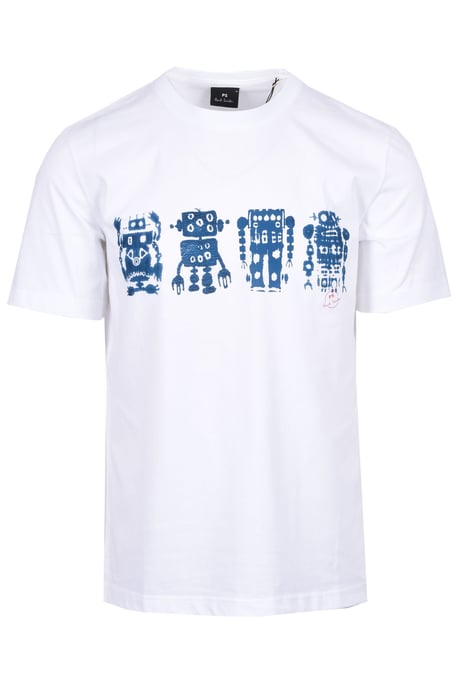 PAUL SMITH REG FIT ROBOTS T-SHIRT WHITE - Image 1