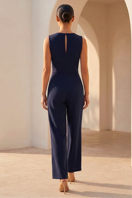 Petite V-Neck Full Length Jumpsuit - Image 3