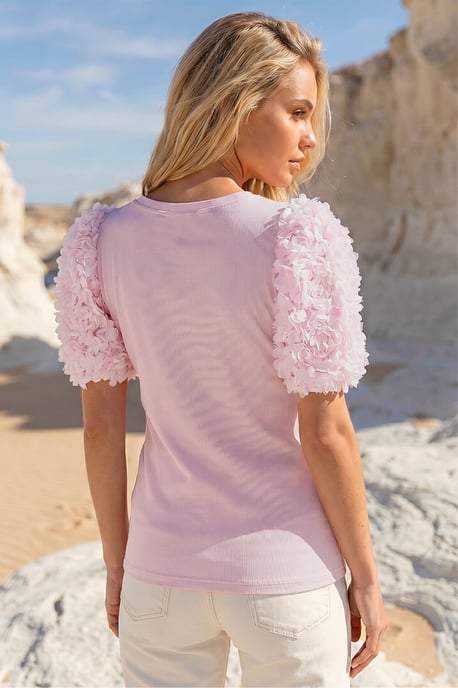 3D Puff Sleeve Stretch T-Shirt - Image 3