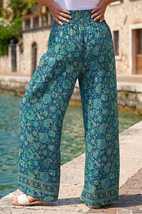 Floral Print Tiered Palazzo Trousers - Image 3
