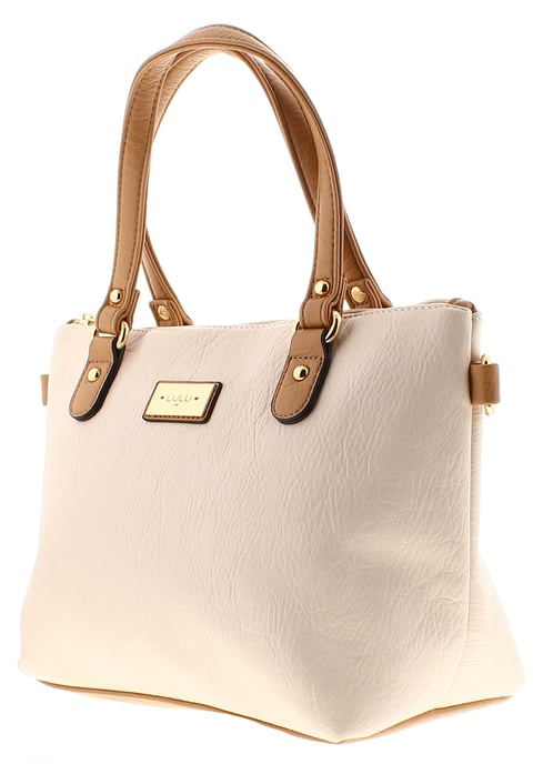 Womens Small Tote Bag Dual Handles Lavish Zip Fastening beige - Image 2