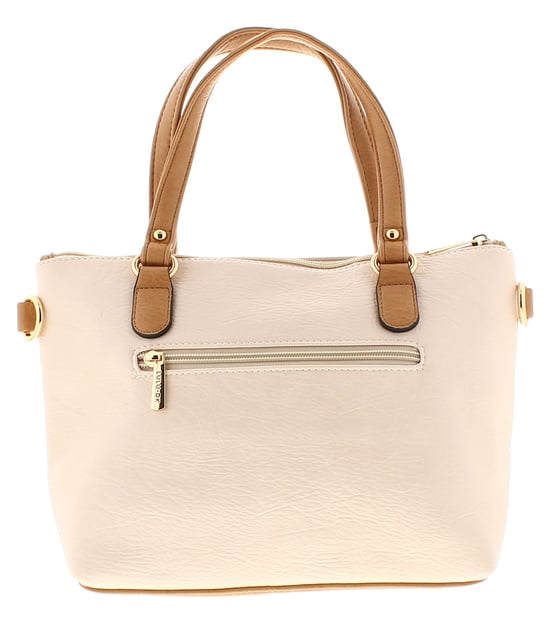 Womens Small Tote Bag Dual Handles Lavish Zip Fastening beige - Image 3