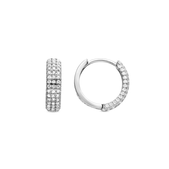 Luxenter Oorbellen van 925 sterling zilver met glanzende zirkonia, afgewerkt met rhodium - Taki - Image 1
