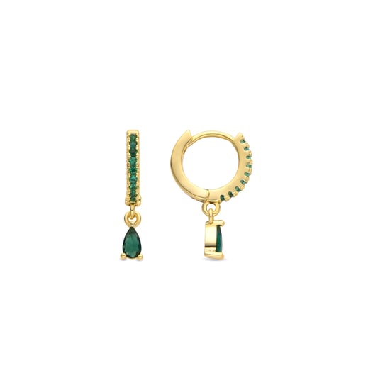 Luxenter Oorbellen met 18-karaats geelgouden afwerking en smaragdgroene zirkonia - Laade - Image 1