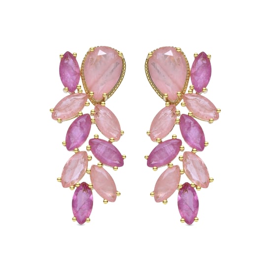 Luxenter 925 Sterling Silver and Multicoloured Zirconia Earrings with 18k yellow gold finish - Ozvi - Image 1