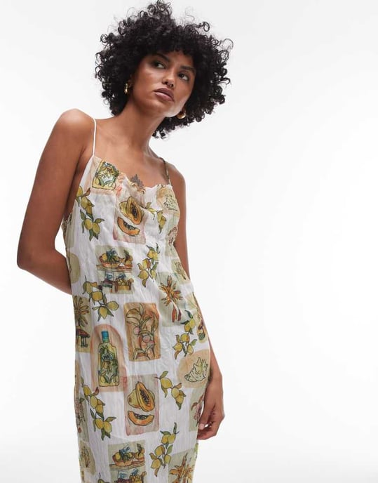 Topshop crinkle cowl neck post card floral print maxi dress - Image 3