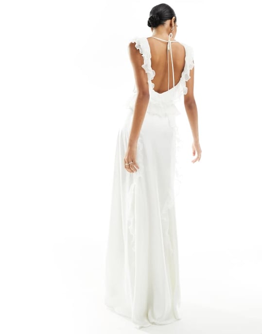 Forever New Bridal ruffle maxi dress in ivory - Image 3