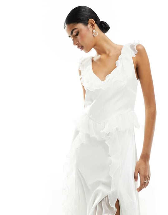 Forever New Bridal ruffle maxi dress in ivory - Image 4