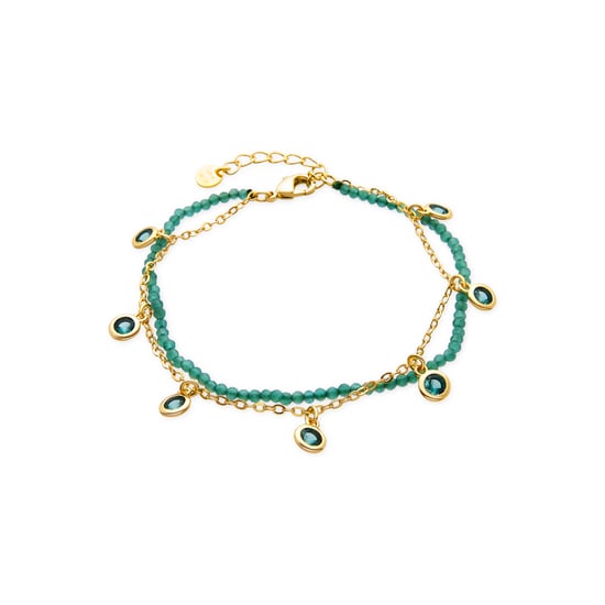 Luxenter Armband met smaragdgroene zirkonia, 18-karaats geelgoud afwerking - Zaru - Image 1