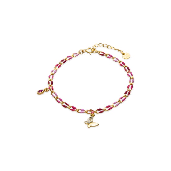Luxenter 925 Sterling Silver and Pink Lacquer bracelet with 18k yellow gold finish - Axelon - Image 1