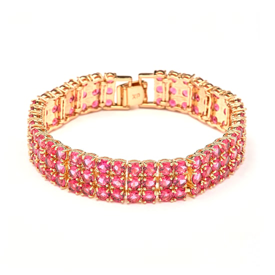 Luxenter Armband met robijnkleurige zirkonia, afgewerkt in 18-karaats geelgoud - Uriom - Image 1