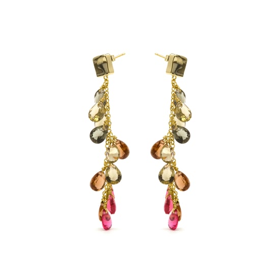 Luxenter 925 Sterling Silver and Multicoloured Hydrothermal Quartz Earrings with 18k yellow gold finish - Jedo - Image 1