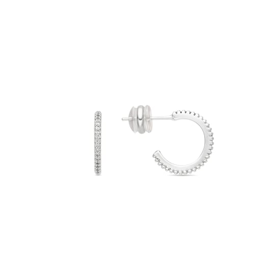 Luxenter 15mm diameter earrings with silver finish and brilliant-cut zirconia - Azar - Image 1