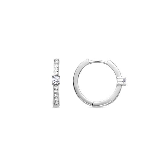 Luxenter Oorbellen van 925 sterling zilver met glanzende zirkonia, afgewerkt met rhodium - Manat - Image 1