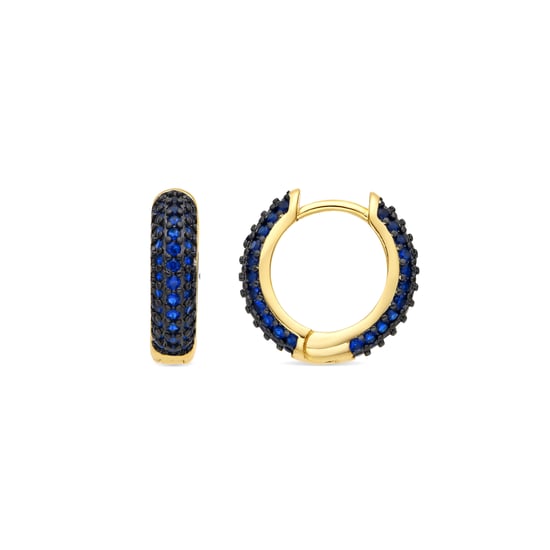 Luxenter Oorbellen met een diameter van 9 mm, 18-karaats geelgoud afwerking en zirkonia-saffier - Lesrat - Image 1