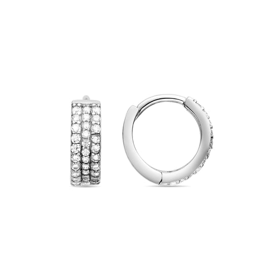 Luxenter Oorbellen van 925 sterling zilver met glanzende zirkonia, afgewerkt met rhodium - Tsyal - Image 1