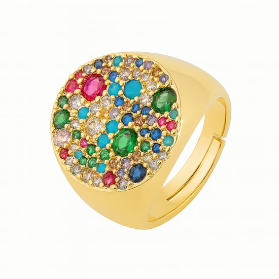 Luxenter Ring met veelkleurige zirkonia, afgewerkt in 18-karaats geelgoud - Lidat - Image 1