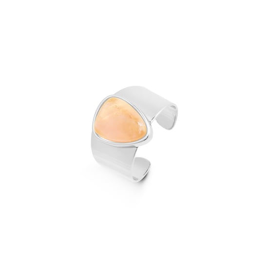 Luxenter Orange Agat ring i rodiumpläterad finish - Sheak - Image 1