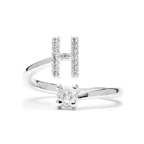 Luxenter Ring met glanzende zirkonia, zilveren afwerking - Alphabet - Image 1
