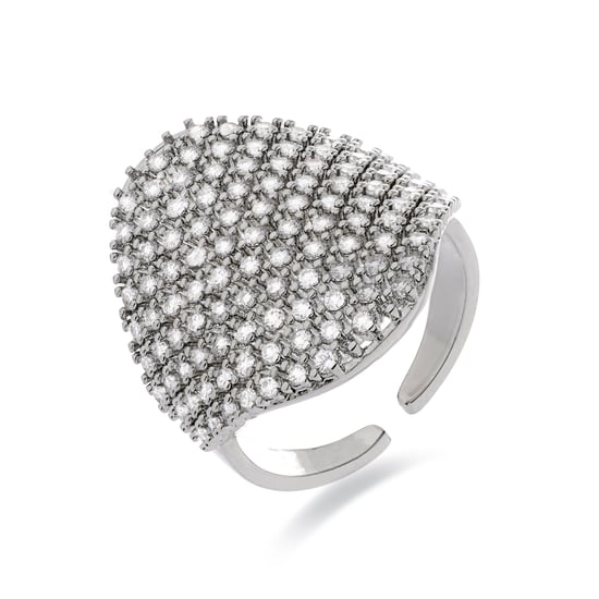 Luxenter Ring met glanzende zirkonia, afwerking in rhodium - Idoi - Image 1