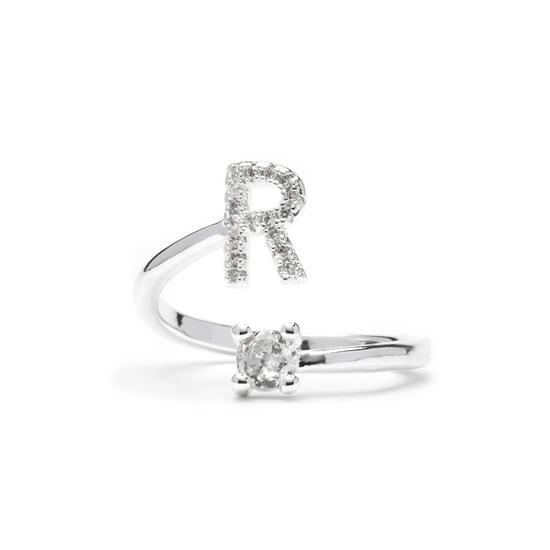Luxenter Ring with brilliant zirconia, silver finish - Alphabet - Image 1