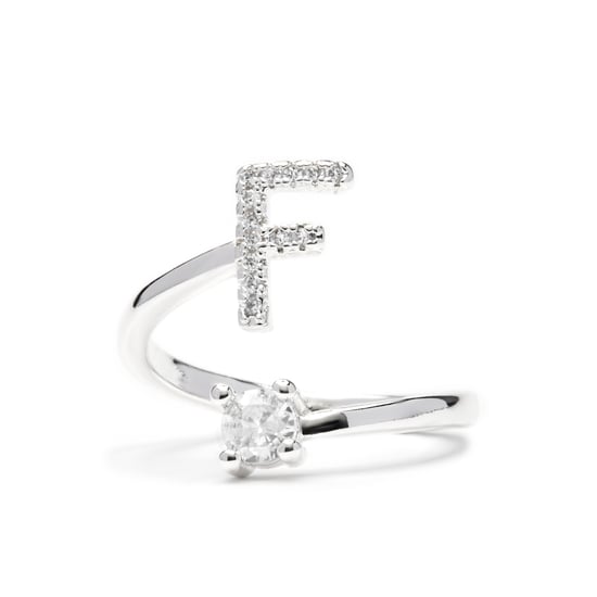Luxenter Ring met glanzende zirkonia, zilveren afwerking - Alphabet - Image 1