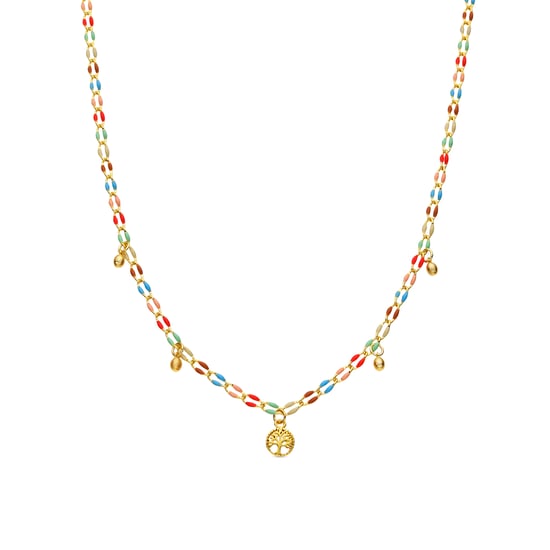 Luxenter Ketting van 925 sterling zilver en veelkleurig gelakt met 18-karaats geelgoud afwerking - Ximue - Image 1