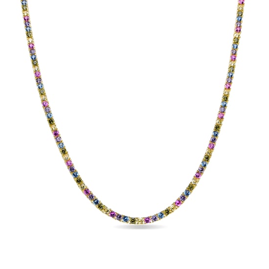 Luxenter Ketting van 925 sterling zilver en veelkleurige zirkonia met 18-karaats geelgoud afwerking - Tahu - Image 1