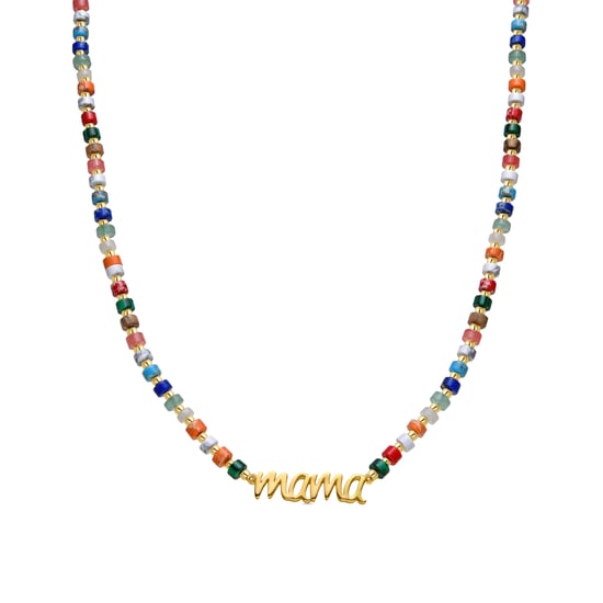 Luxenter Ketting van 925 sterling zilver en veelkleurig kristal met 18-karaats geelgouden afwerking - Mama - Image 1