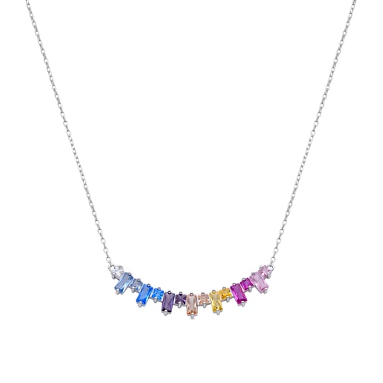 Luxenter 925 Sterling Silver Necklace with Multicoloured Zirconia, Rhodium-Plated - Uryl - Image 1