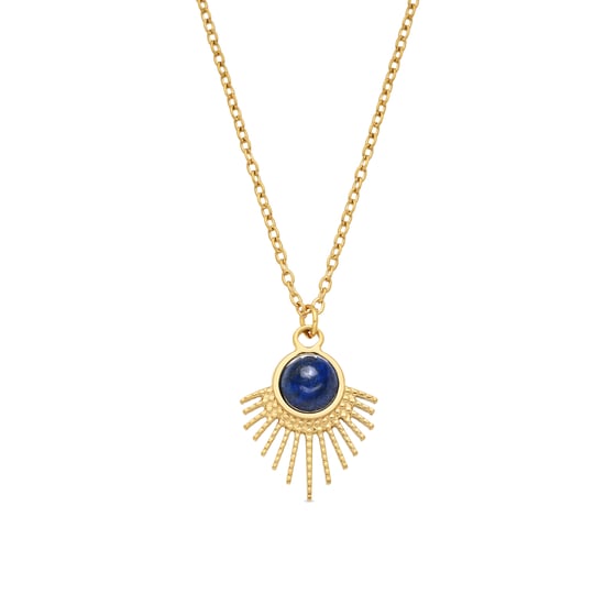 Luxenter Muince Lapis Lazuli Nádúrtha le Críochpháirt Óir Bhuí 18k - Ankyo - Image 1