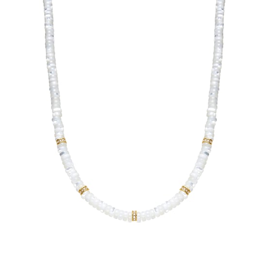 Luxenter 925 Sterling Silver and White Mother-of-Pearl Necklace with 18k yellow gold finish - Landir - Image 1